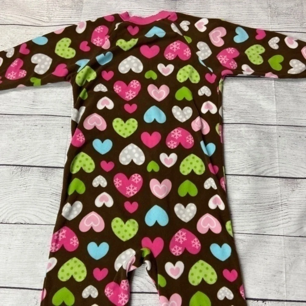 Child of Mine Pajamas Toddler Girls Size 5T Heart Print Fleece Footie PJs
